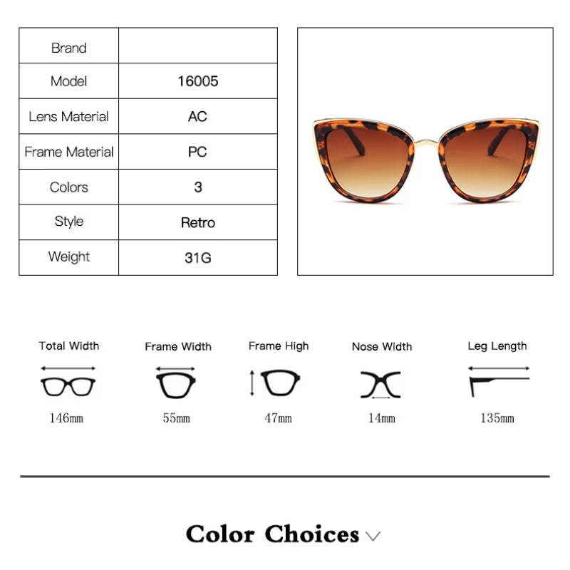 Cat Eye Sunglasses for Women PC with Metal Big Black Fast Selling Luxury Women Polarized Sunglasses Sunwear