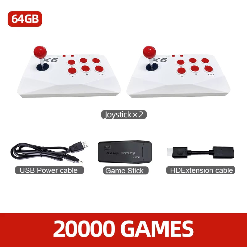 Arcade Video Game Console 4K TV Game Stick with Double Arcade Joysitck Games for Mame/Sega/Ps1/Atari Kid Gift