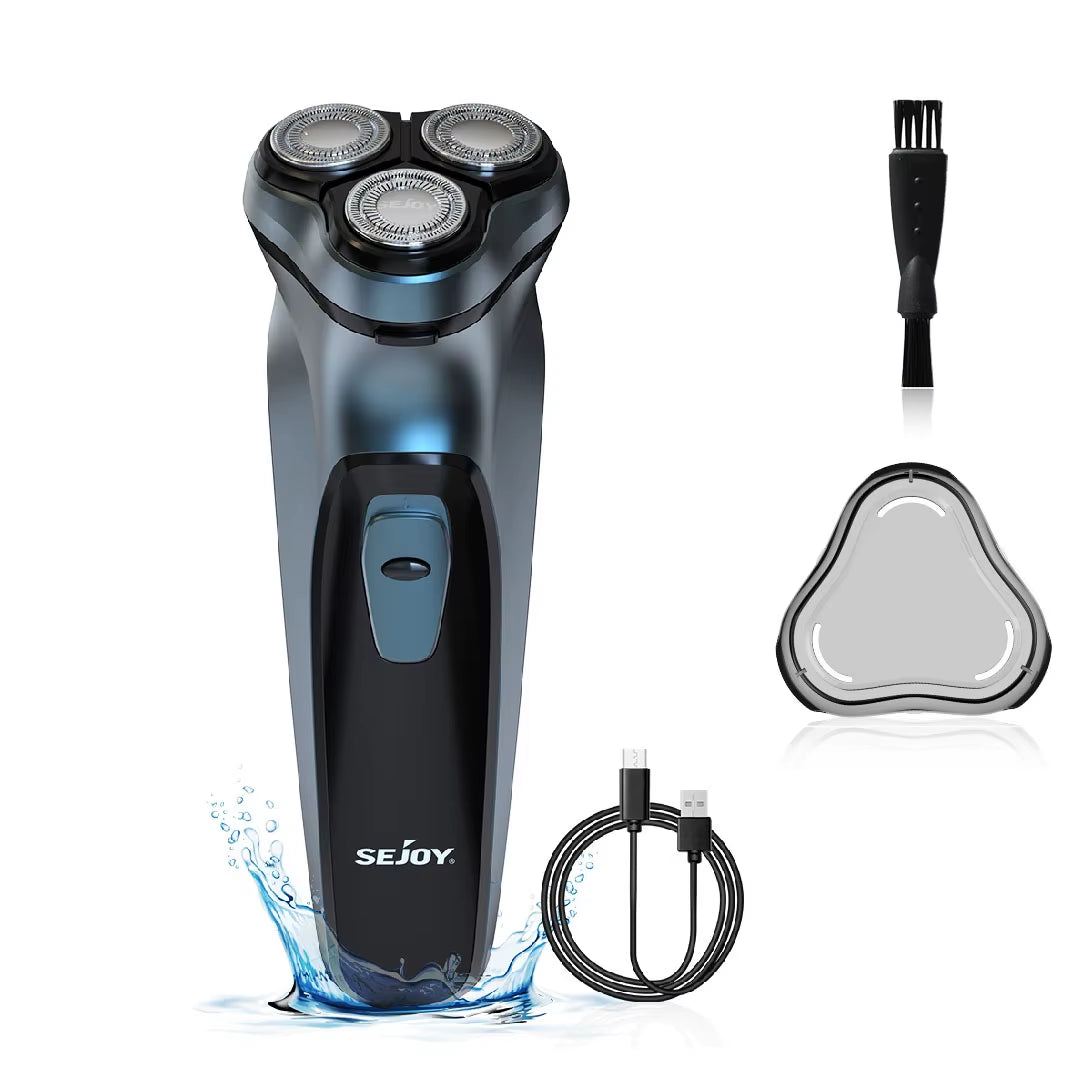 Cordless Electric Razor for Men with Pop-Up Trimmer, Wet/Dry Rotary Shaver, Ideal for Travel, USB Fast Charging