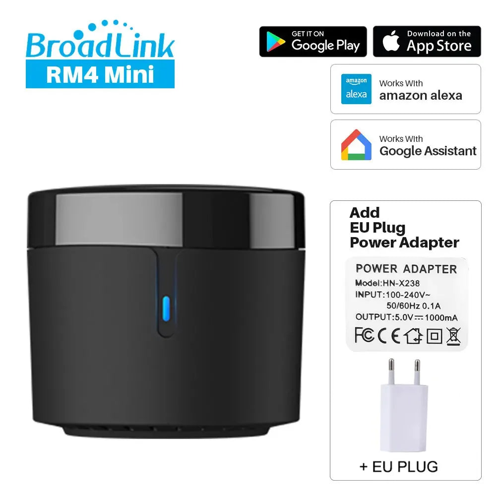 Broadlink RM4 Mini Smart Infrared Home Remote Control Aleax Voice Control Compatible with Google Home & & Alexa Smart Home HUB
