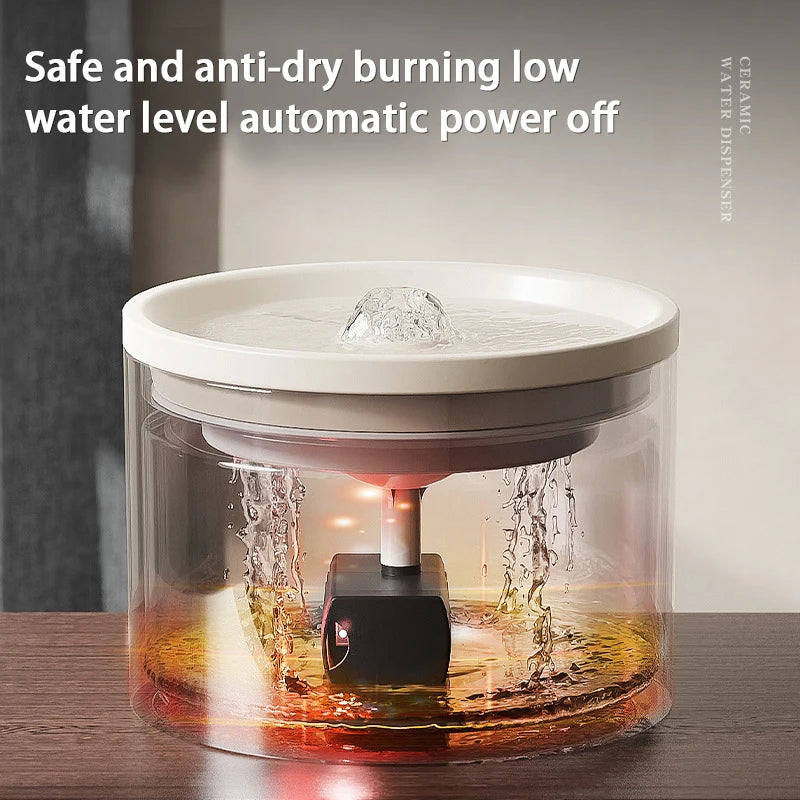 Ultra-Quiet Pet Cat Automatic Water Fountain Filter Dispenser for Dog Flowing Silent Circulation Filtration Ceramic Water Feeder