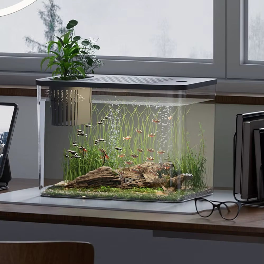 PET+ABS Fish Tank New Transparent with Lid Aquarium Drop Resistant Hydroponic Tank Turtle Tank Home