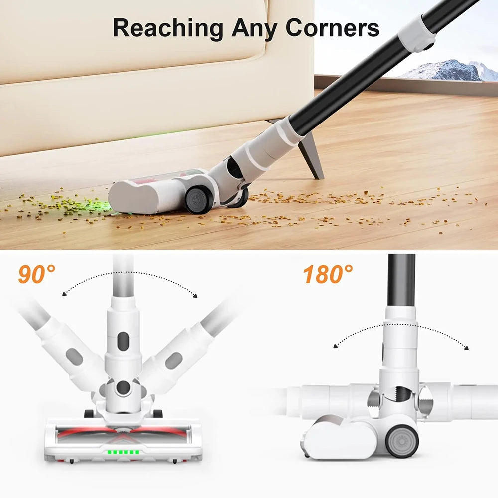 Cordless 20Kpa Handheld Vacuum Cleaner Powerful Brushless Suction with Green LED Floor Brush Light