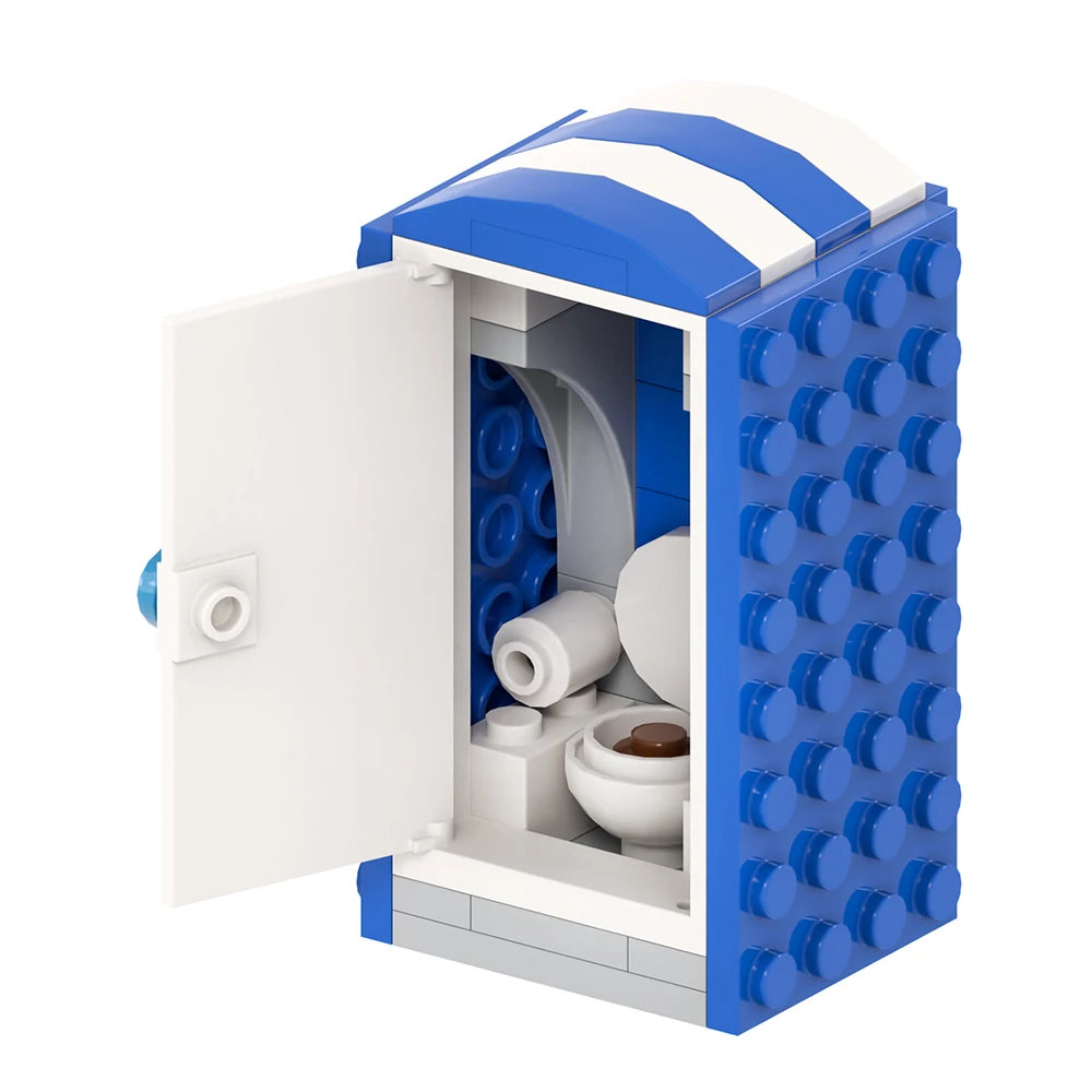 MOC4074 City Series 36Pcs MOC Scenes Portable Toilet Street View Decoration DIY Building Blocks Education Kids Toys for Children