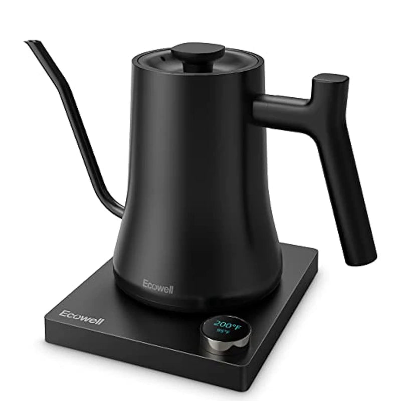 Gooseneck Electric Kettle, Gooseneck Kettle Electric Water Kettle Stainless Steel with Temperature Control, Pour over Kettle for Coffee and Tea, 1200W Quick Heating, 0.8L, Matte Black