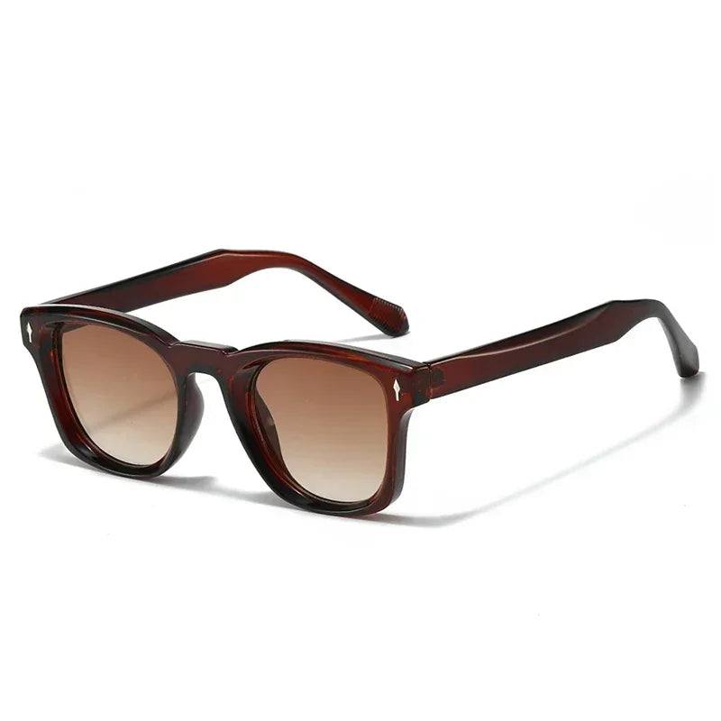 Retro Rivets Square Sunglasses Women Fashion Gradient Shades UV400 Men Green Black Sun Glasses