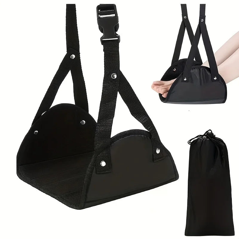 Airplane Footrest with Adjustable Strap, Portable Hammock Leg Rest, Perfect Travel Accessories