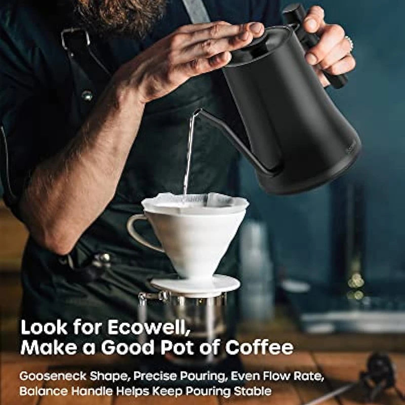 Gooseneck Electric Kettle, Gooseneck Kettle Electric Water Kettle Stainless Steel with Temperature Control, Pour over Kettle for Coffee and Tea, 1200W Quick Heating, 0.8L, Matte Black