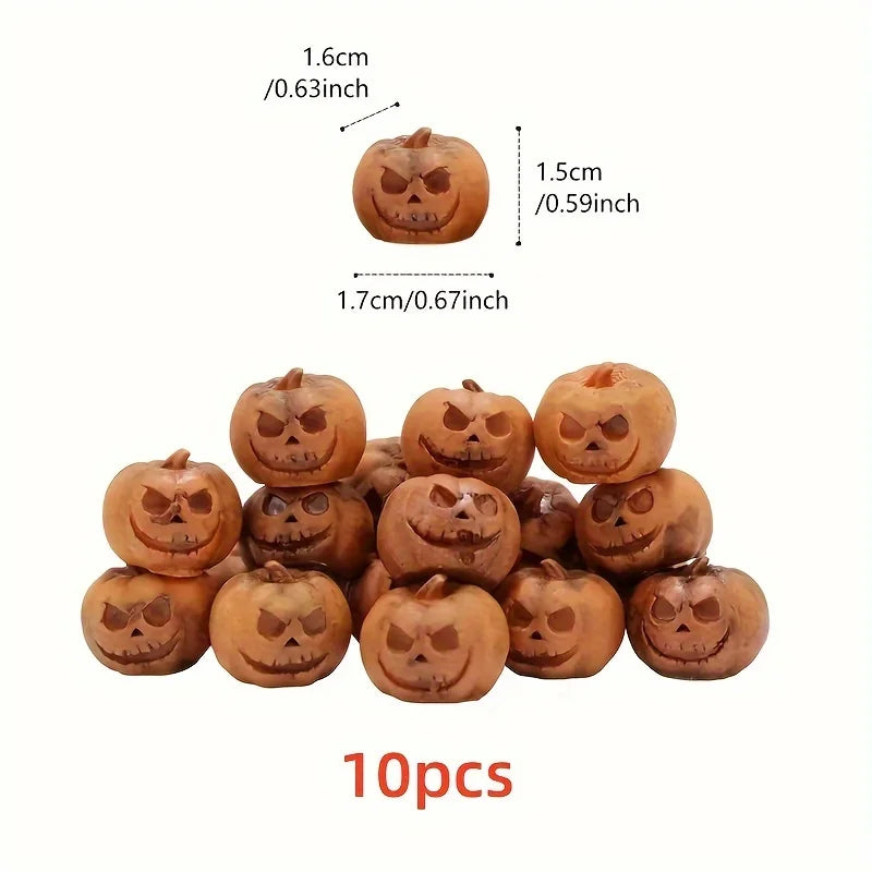 6/10 Pieces Miniature Pumpkin Figurines Decorative Fairy Halloween Garden Adornments Resin for Desk Outdoor Garden Home Party