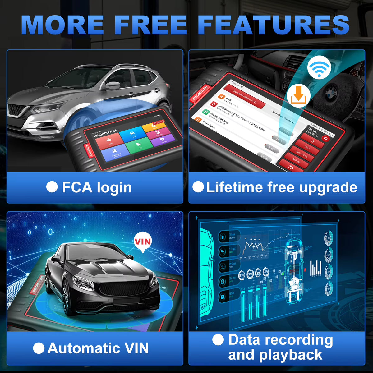 KINGBOLEN S6 CAN FD Comprehensive Automotive Diagnostic Tool with Bluetooth Connectivity and 28 Reset Functions - Lifetime Free Updates