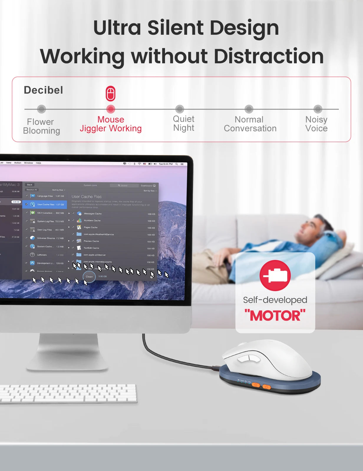 Undetectable Mouse Jiggler with Power Adapter and On/Off Switch Mouse Mover Simulator, Driver-Free Mouse Movement Simula
