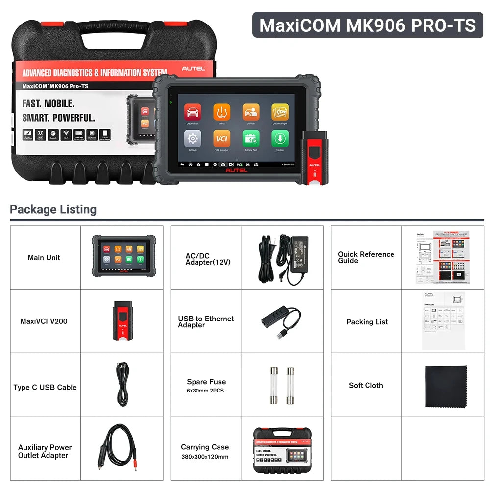 Autel Maxicom MK906S PRO II-TS Car TPMS Diagnostic Tool Automotive Scanner W/ Full TPMS Fuction ECU Coding CAN FD Doip K MK906PRO