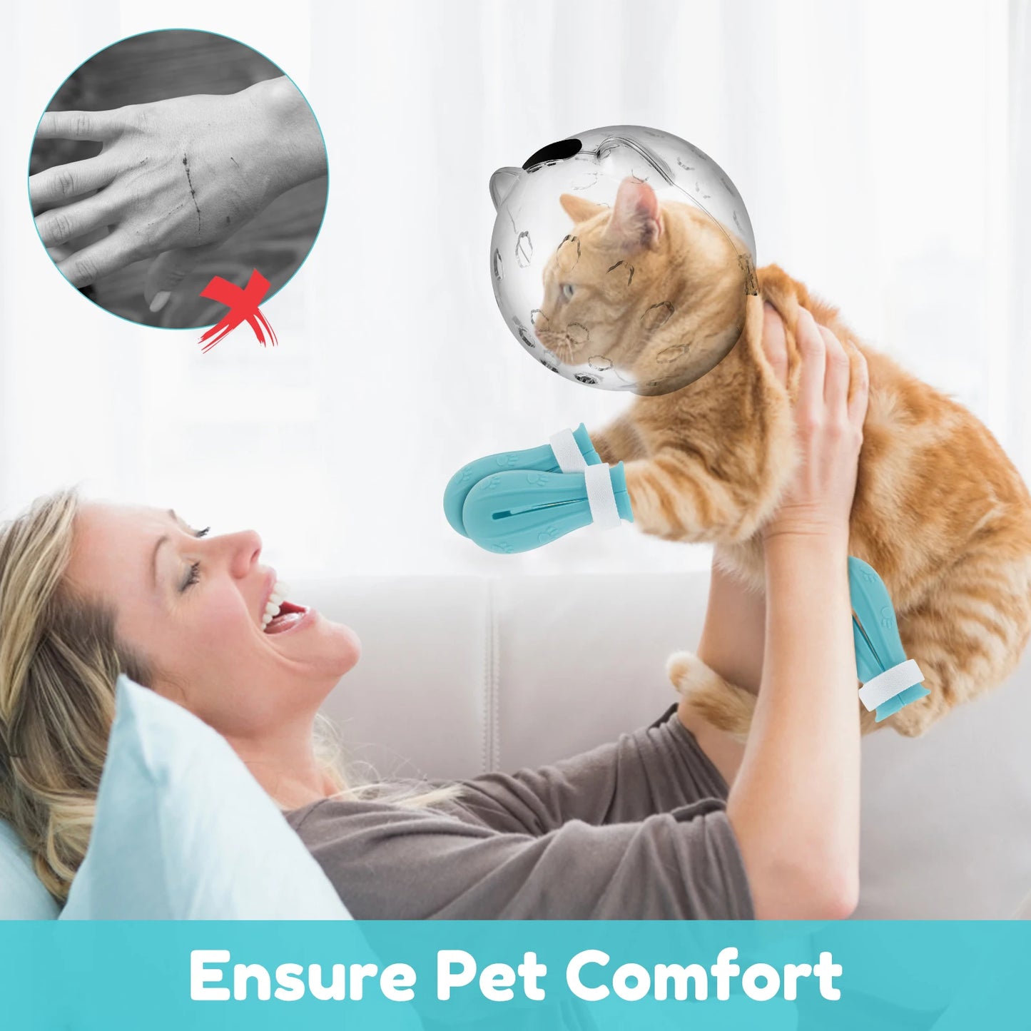 1/2Pcs Cat Muzzle Pet Grooming Cover Accessory Anti-Bite Anti-Licking Cat Space Hood Breathable Helmet with 4 Silicone Paw Shoes