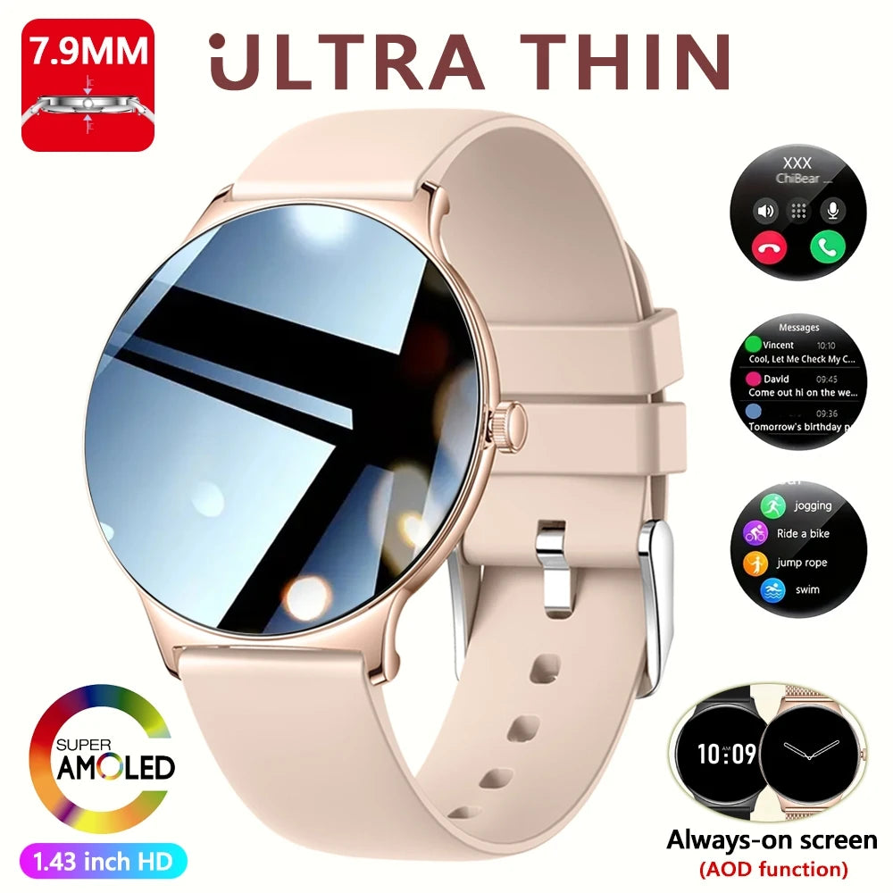 New Ultra Thin Smart Watch Women Screen Always Display Time Sports Bracelet Bluetooth Call Fashion Smartwatch