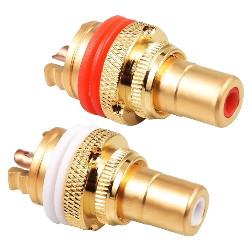 2PCS RCA Jack Plug Copper Gold Plated CMC RCA Socket for Speakers Terminals Audio Wire Connectors Panel RCA Female