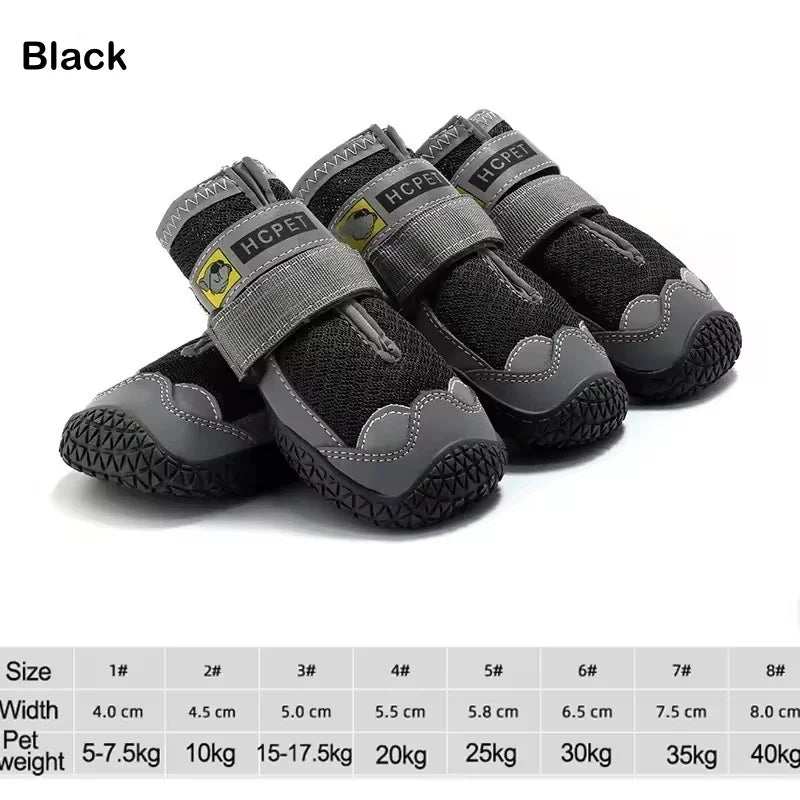 Durable and Breathable 4-Piece Dog Shoe Set for Large Dogs - Anti-Slip Outdoor Footwear for Hiking and Daily Use