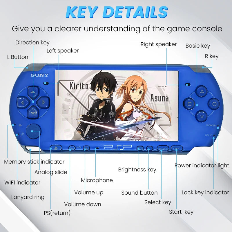 Original Sony Psp 3000 Handheld Game Console (PSP-3006) PSP3000 Game Console+(Free Games)