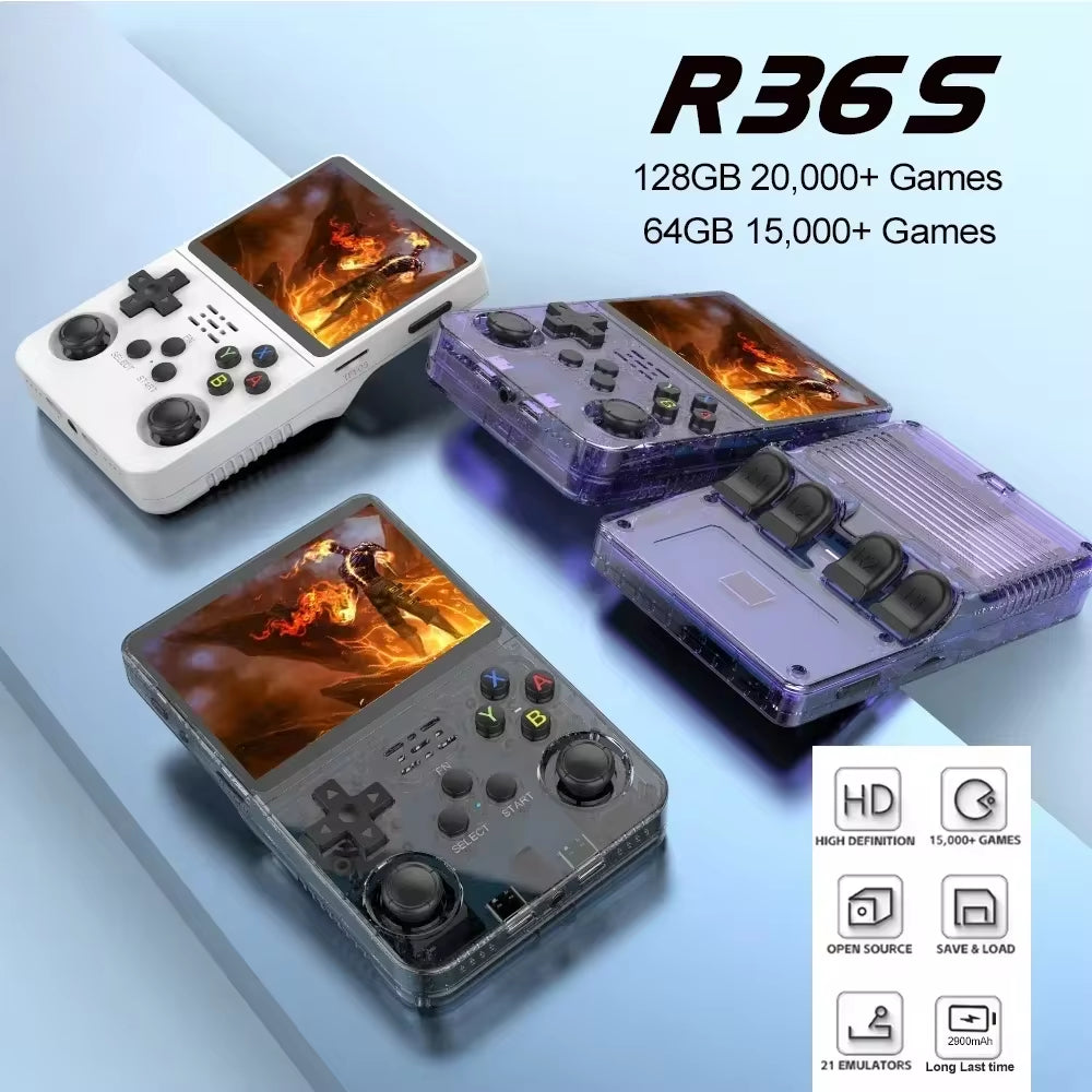 128G Open Source Video Game Console Linux System 3.5 Inch IPS Screen Orange Portable Pocket Video Player 64GG Best Games