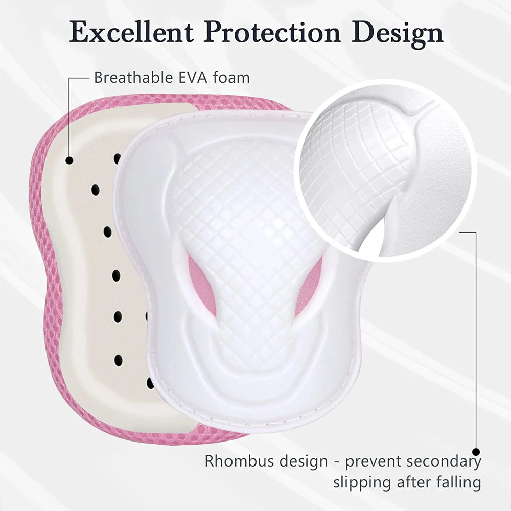 6 in 1 Kids/Youth Protective Gear Set, Kids Knee Pads Elbow Pads & Wrist Guard for Scooter, Skateboard, Bicycle, Inline Skating