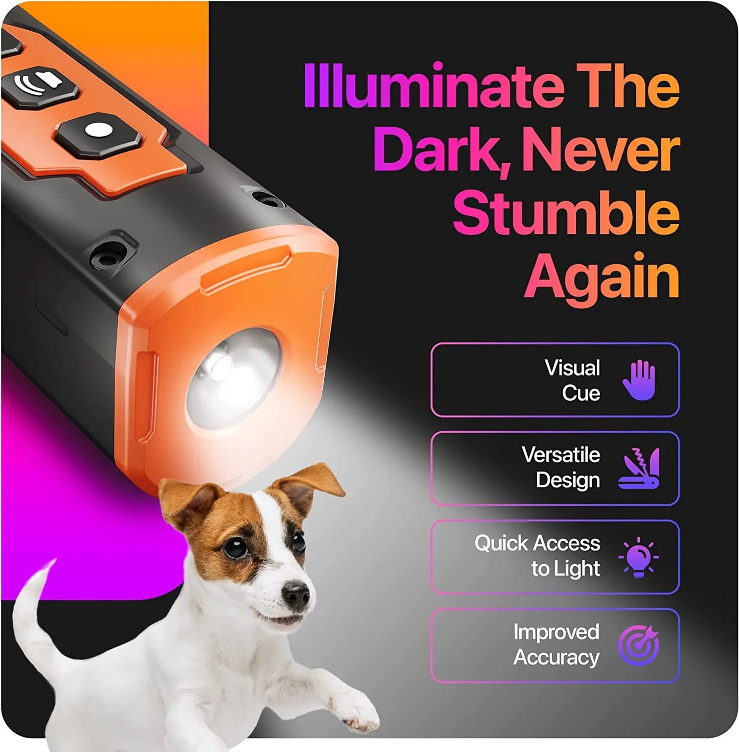 2023 Ultrasonic Dog Repeller and Training Device - Rechargeable Anti-Bark Deterrent with LED Flashlight