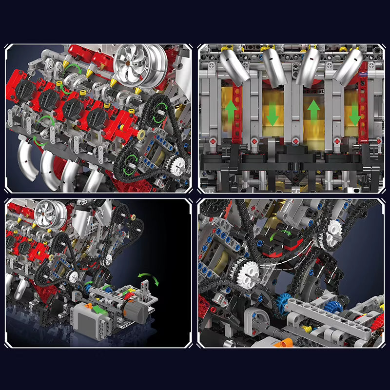 Mould King 10130 F488 Supercar V8 Engine Building Block Set - Technical Car Assembly Kit for Kids - Ideal Christmas Gift