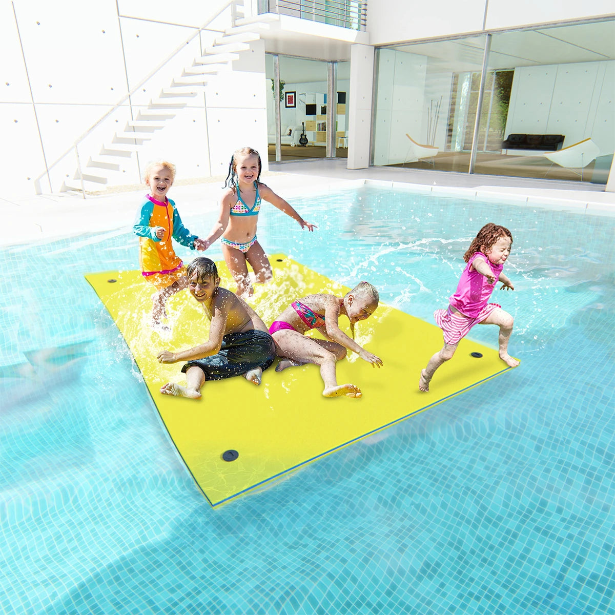 101"X69.5" Floating Water Pad Tear-Resistant XPE Foam Bouncy Water Floating Bed for Pool Beach Ocean Lake