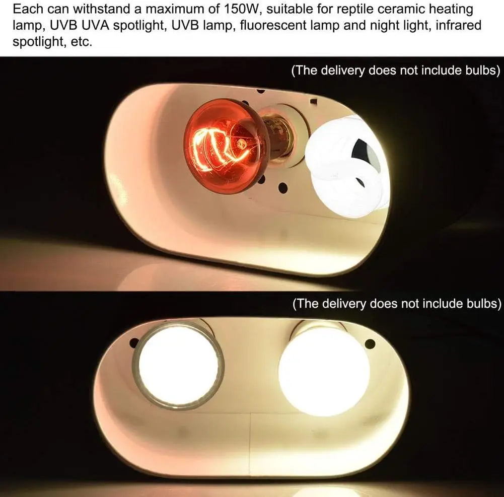 Dual Reptile Light Fixture Dual Deep Heat Lamps UVB Light Fixture for Reptiles Dome Heat Lighting Lamp Combo Kit