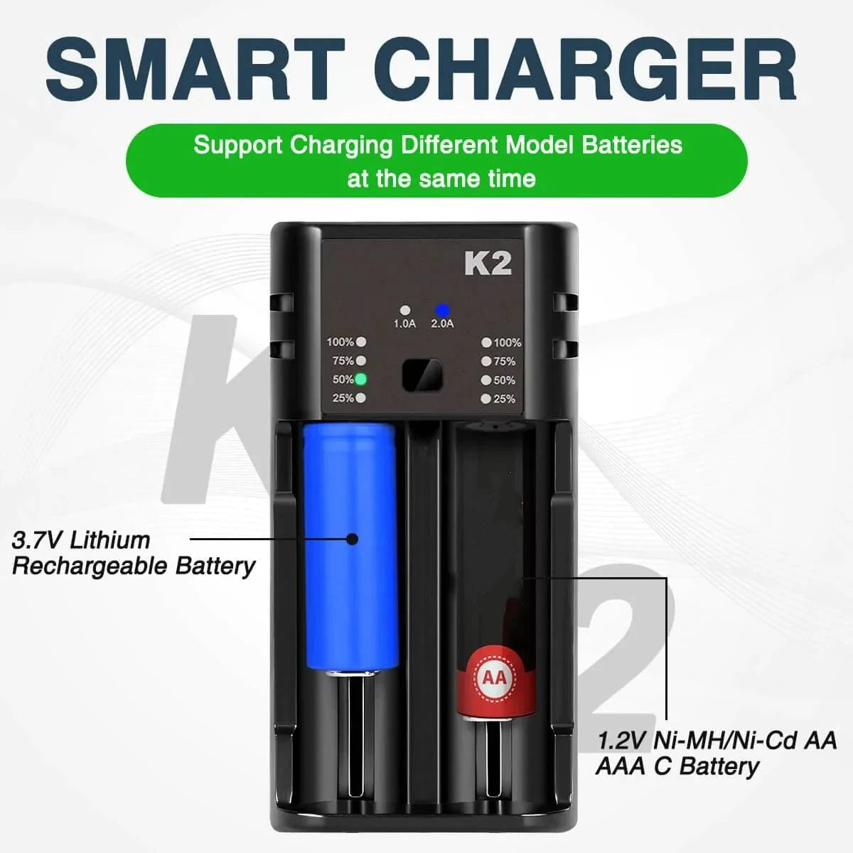 Dual-Slot Universal with USB Port Battery Charger Flashlight RC Toys Home Tools Rechargeable Battery Charger