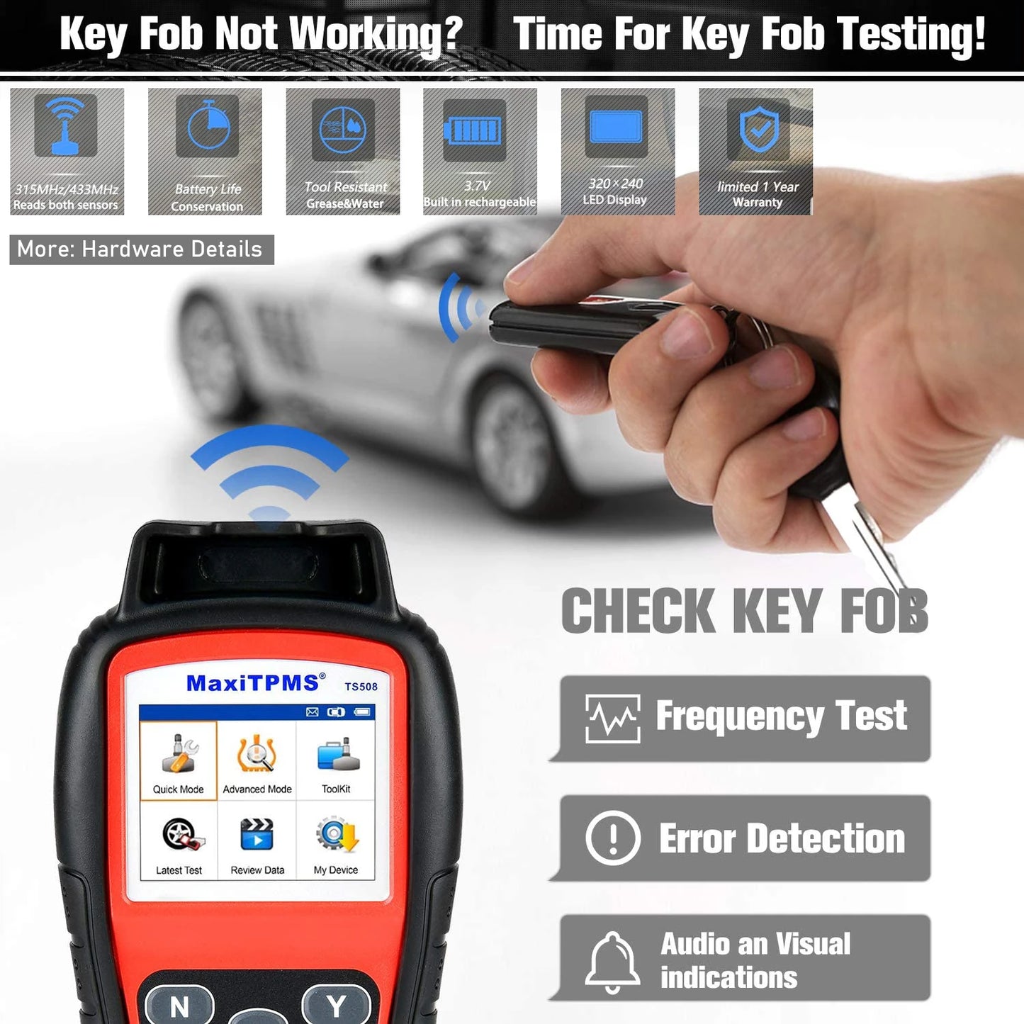 l Maxitpms TS508WF TPMS Tool Sensor Progarmming/ Relearn/ Activate TPMS Reset Read/Clear TPMS Dtcs