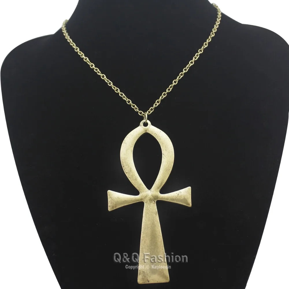 Vintage Egyptian Life Big Ankh Cross Pendant Long Chain Choker Necklace Jewelry Fashion Unisex Accessories Dropshipping