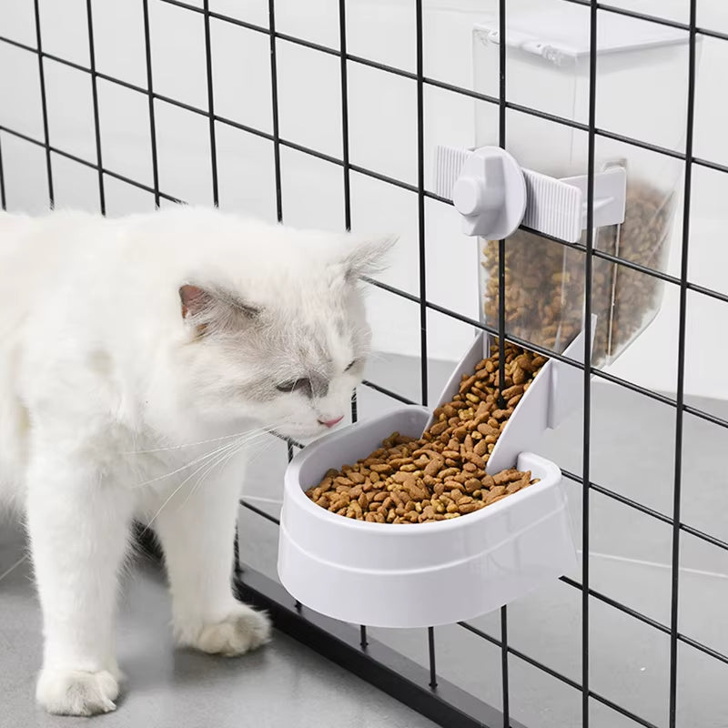 Automatic Pet Feeder Cage Hanging Bowl Water Bottle Food Container Dispenser for Puppy Cats Rabbit Birds Pet Feeding Product