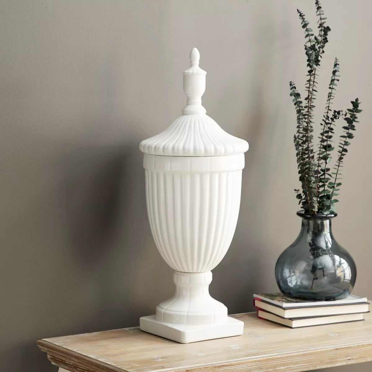 26-Inch Contemporary White Ceramic Vase - Elegant Large Tabletop Decor with Unique Design