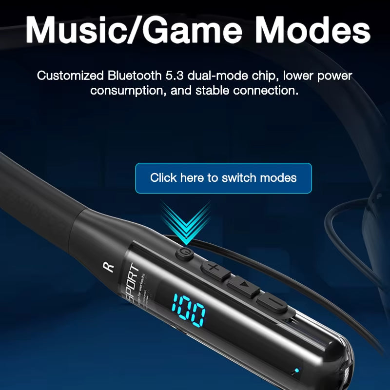 80 Hours Endurance Bluetooth Headphone with Microphone Wireless Headphones Bass Stereo Neckband Earphones Bluetooth 5.3