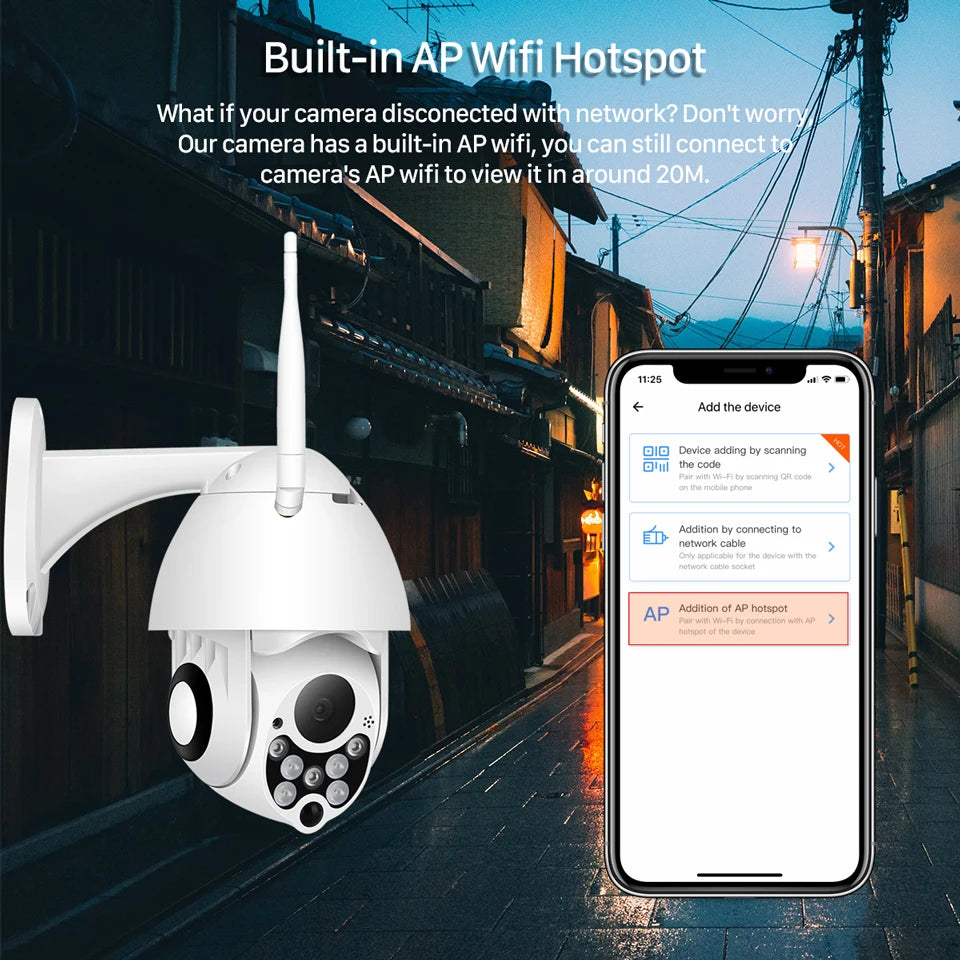 YCC365 plus PTZ Wifi Camera Outdoor 1080P HD CCTV Security Camera 4X Zoom Waterproof Speed Dome Wireless Surveillance Camera New