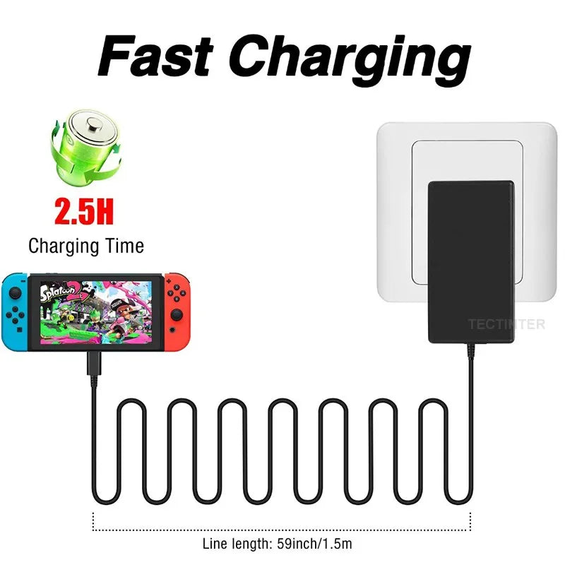 AC Adapter Charger Compatible with Nintendo Switch / Oled Console Accessories EU/US Plug Charging USB Type C Wall Power Supply