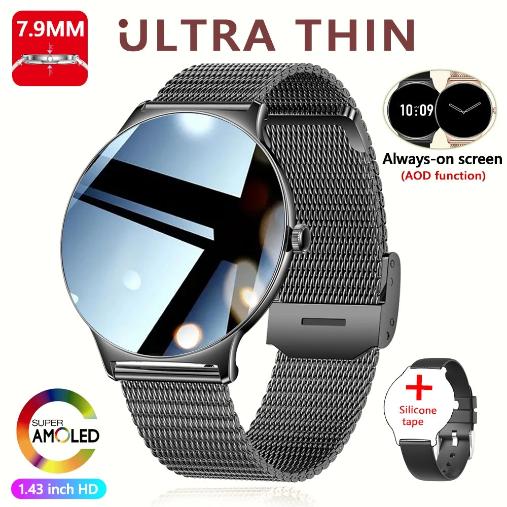 New Ultra Thin Smart Watch Women Screen Always Display Time Sports Bracelet Bluetooth Call Fashion Smartwatch