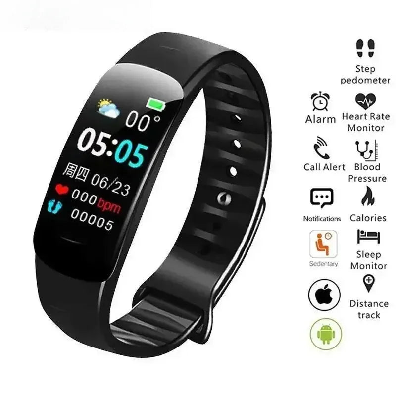 C1Plus Smart Watch Men Women Bluetooth Step Counting Sports Bracelet Fitness Tracker Heart Rate Blood Pressure Sleep