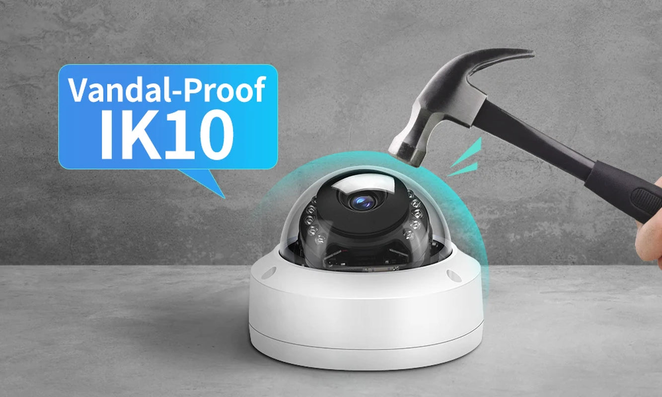 8MP 4K POE IP Camera IK10 Explosion-Proof Outdoor H.265 Onvif Metal Dome CCTV Security Protection 4MP Video Surveillance