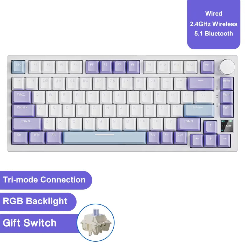 Ak820/Ak820Pro Gaming Mechanical Keyboard Bluetooth 5.1/Wireless/C-Wired Customized Keyboard with Knob Hot Swapping Gasket