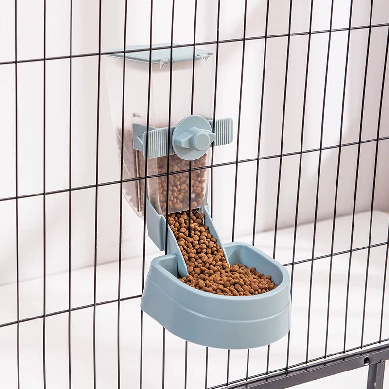 Automatic Pet Feeder Cage Hanging Bowl Water Bottle Food Container Dispenser for Puppy Cats Rabbit Birds Pet Feeding Product