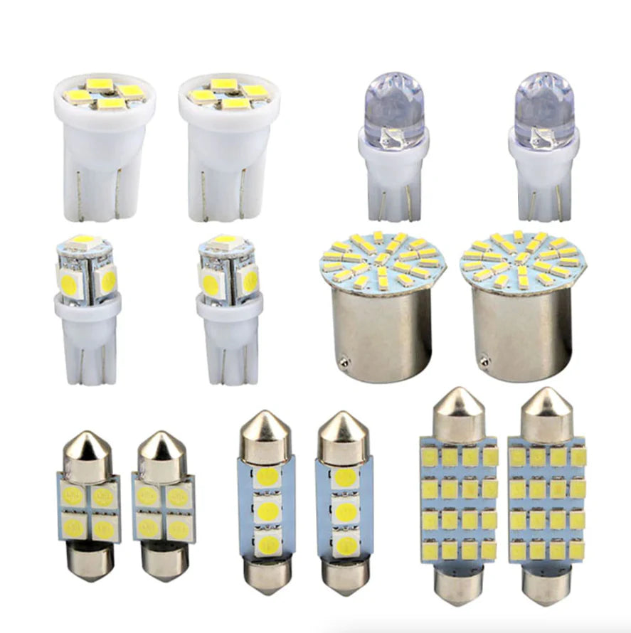 28Pcs Car Interior White Combo LED Map Dome Door Trunk License Plate Light Bulbs