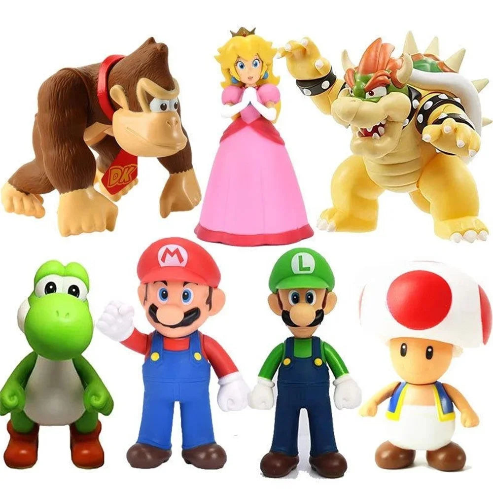 Game Super Mario Bros Figure Doll Cartoon Characters Mario Creative Movable Collectible Model Toys Children'S Birthday Gifts