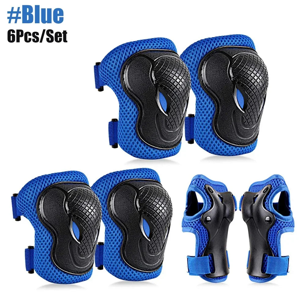 6PCS Kids Protective Gear Set - Knee/Elbow Pads + Wrist Guards for Scooter, Skateboard & Sports, Youth Safety Equipment (6-In-1)