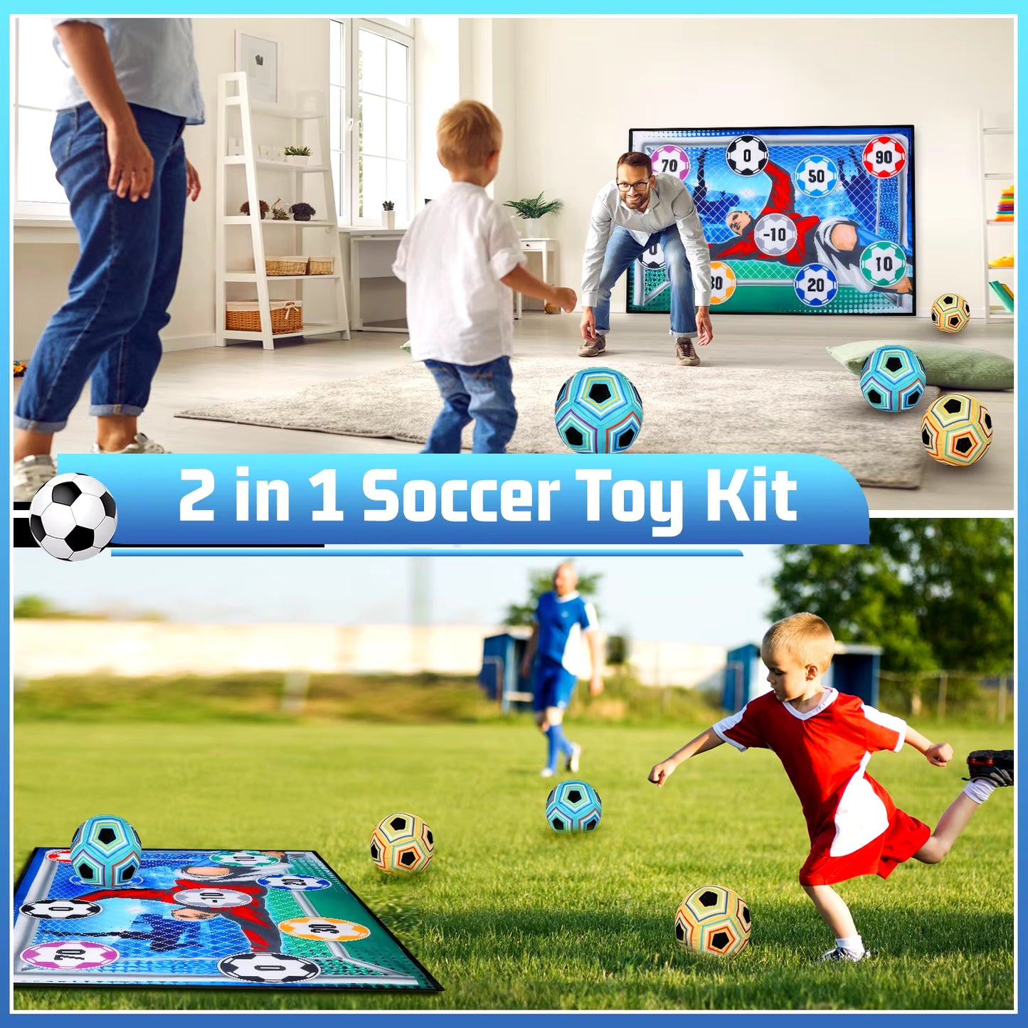 VATOS Football Soccer Sticky Goal Toy Shooting Score Practice Indoor Outdoor Sport Game Penalty Free Kick Training for Boys Gift