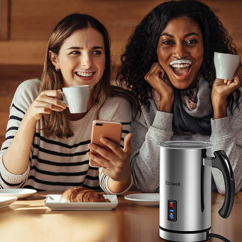 Milk Frother, Coffee Frother Electric, Automatic Hot and Cold Foam Frother, Stainless Steel Milk Steamer and Frother for Latte, Macchiato, Cappuccinos 8.1Oz/240 Ml Silver, WMMF02