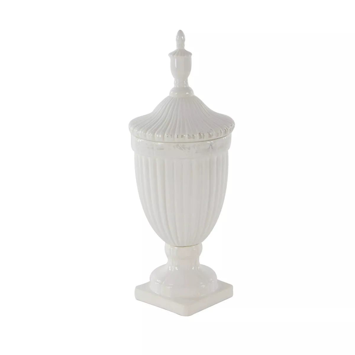 26-Inch Contemporary White Ceramic Vase - Elegant Large Tabletop Decor with Unique Design