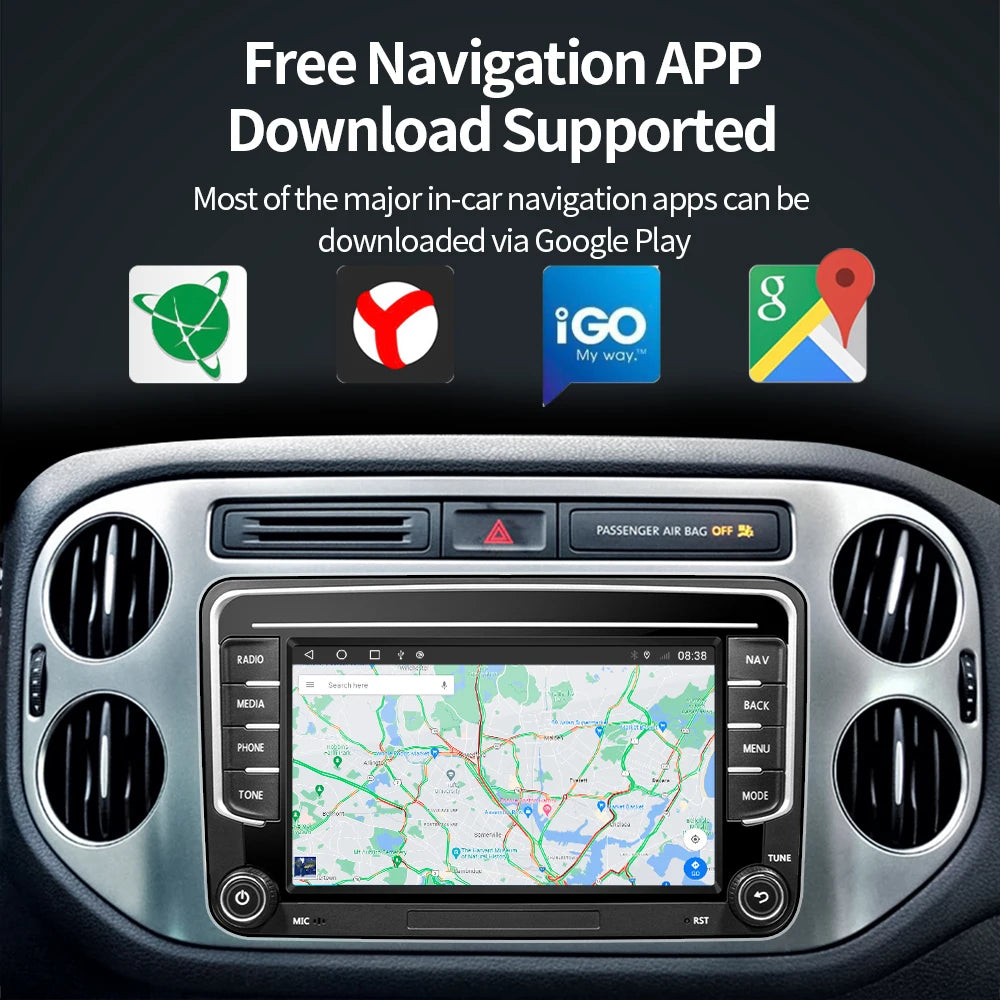 2Din Android 13 Car Radio GPS for VW / Volkswagen Skoda Octavia Golf 5 6 Touran Passat B6 Polo Jetta 2Din Radio Player