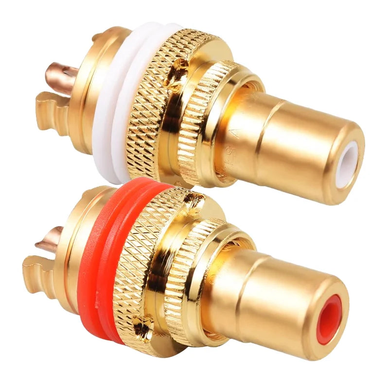 2PCS RCA Jack Plug Copper Gold Plated CMC RCA Socket for Speakers Terminals Audio Wire Connectors Panel RCA Female