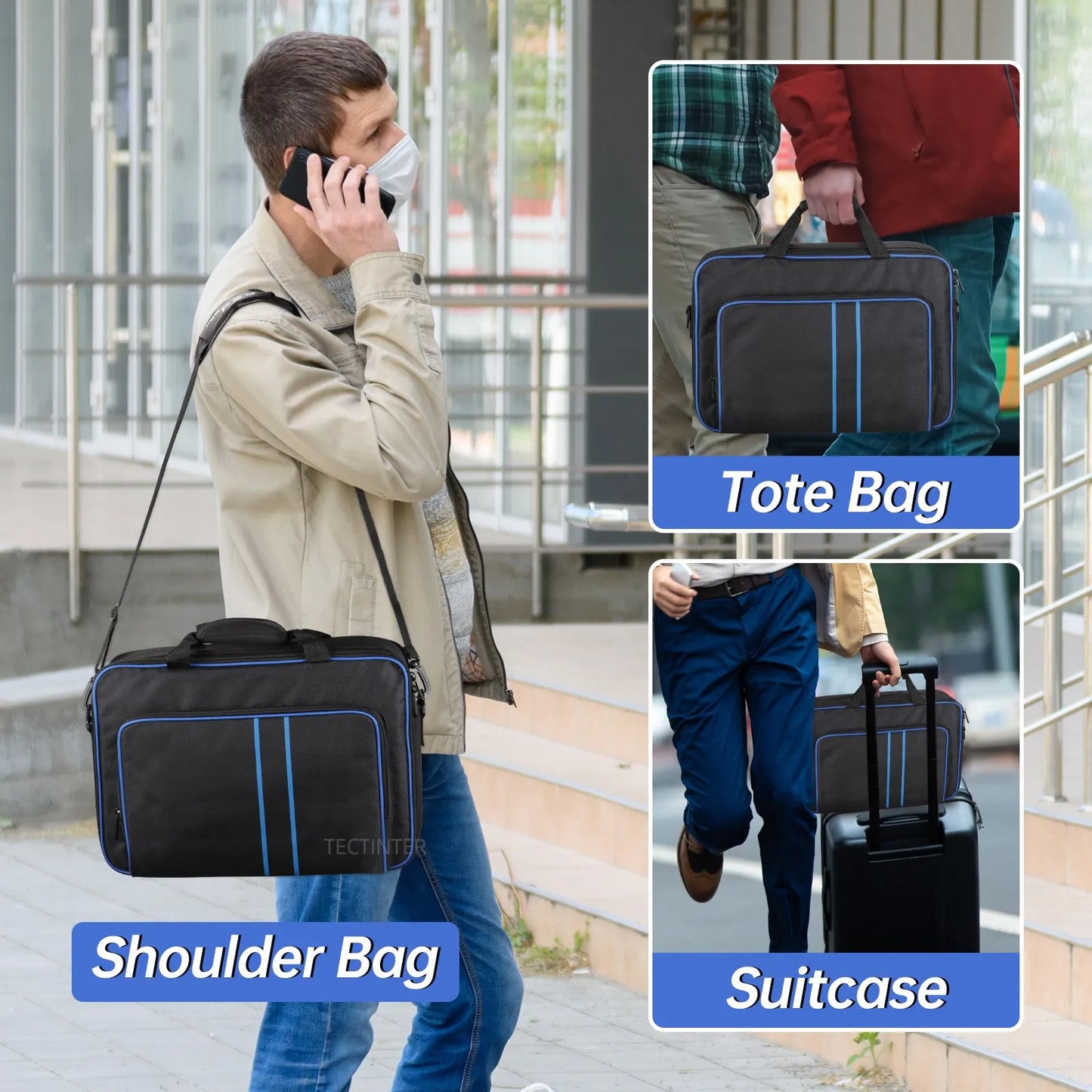For PS5 Handheld Storage Bag Travel Carrying Case for Sony Playstation 5 Protective Shoulder Big Storage Bag Canvas Case Handbag