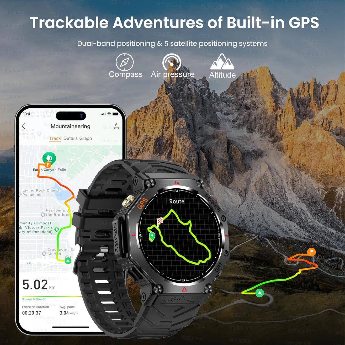 2025 NEW GPS Outdoor Military Sports Watch TR-3 Compass Altimeter Barometric 10ATM Waterproof HD Bluetooth Call Smart Watch